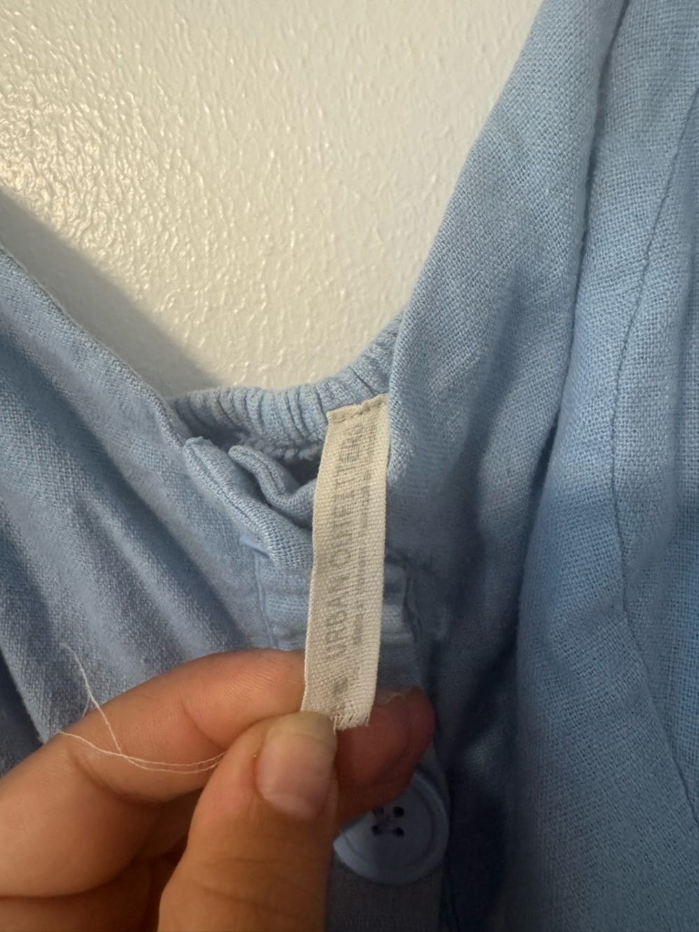 Urban Outfitters Light Blue Button-Front Midi Dress with Tie Straps - Picture 3 of 4